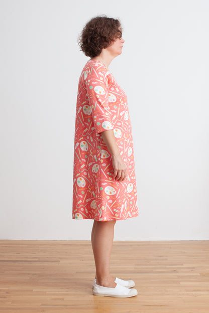 Women's Helsinki Dress - Art Supplies Coral