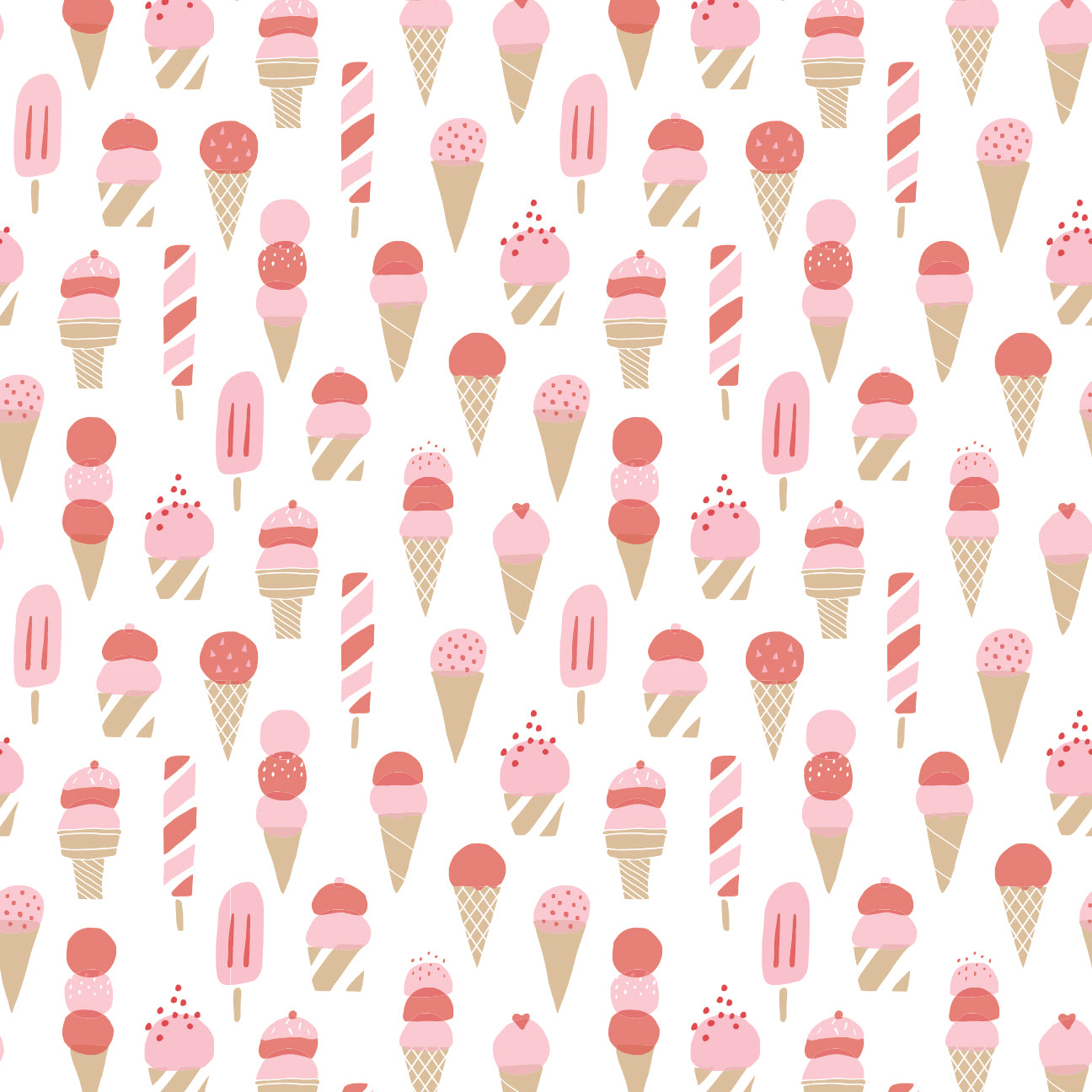 Fitted Crib Sheet - Ice Cream Red & Pink