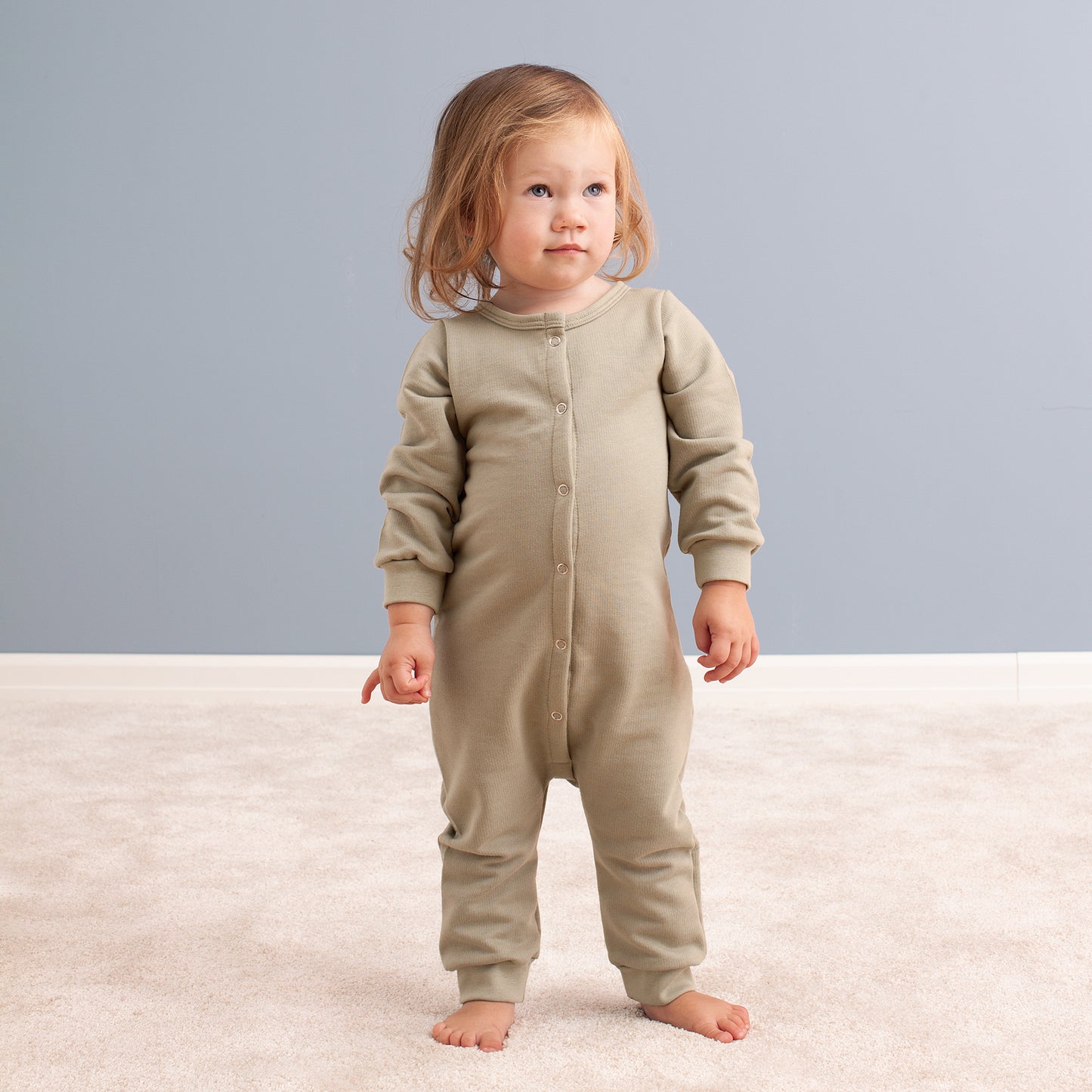 French Terry Jumpsuit - Dinosaurs Sage