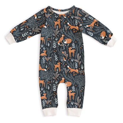 French Terry Jumpsuit - Deer & Foxes Night Sky