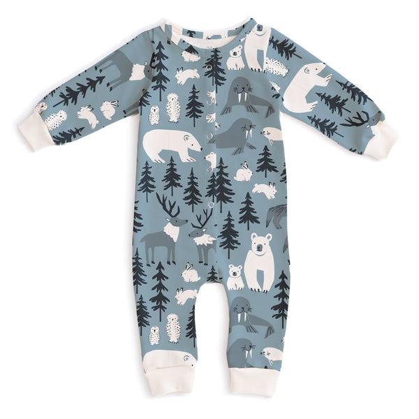 French Terry Jumpsuit - Northern Animals Mountain Blue