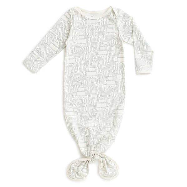 Knotted Baby Gown - High Seas Pale Blue