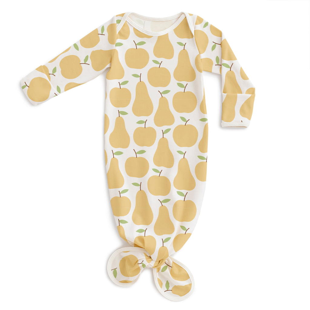 Knotted Baby Gown - Apples & Pears Yellow