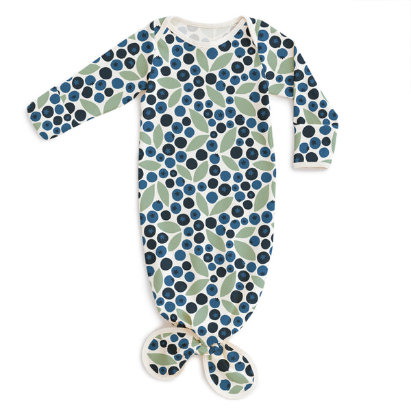 Knotted Baby Gown - Berries Blue & Green