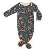 Knotted Baby Gown - Deer & Foxes Night Sky