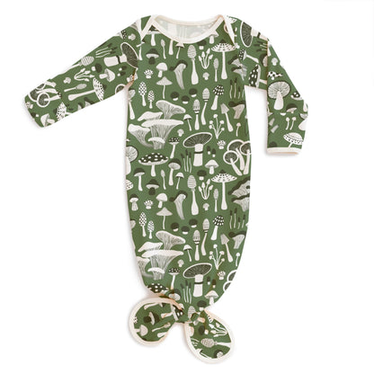 Knotted Baby Gown - Fungi Green