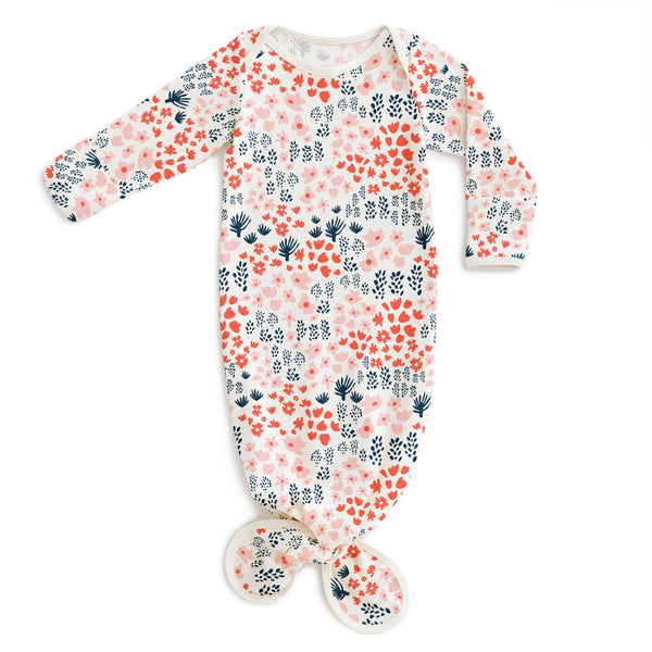 Knotted Baby Gown - Meadow Red, Pink & Navy