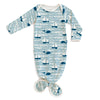 Knotted Baby Gown - Sailboats Ocean Blue & Navy