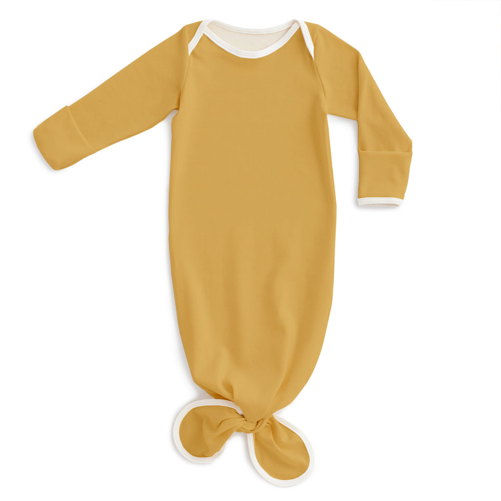 Knotted Baby Gown - Solid Ochre