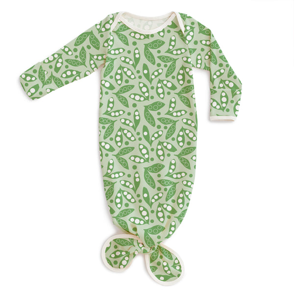 Knotted Baby Gown - Snow Peas Green
