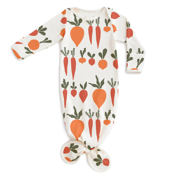 Knotted Baby Gown - Root Vegetables Natural