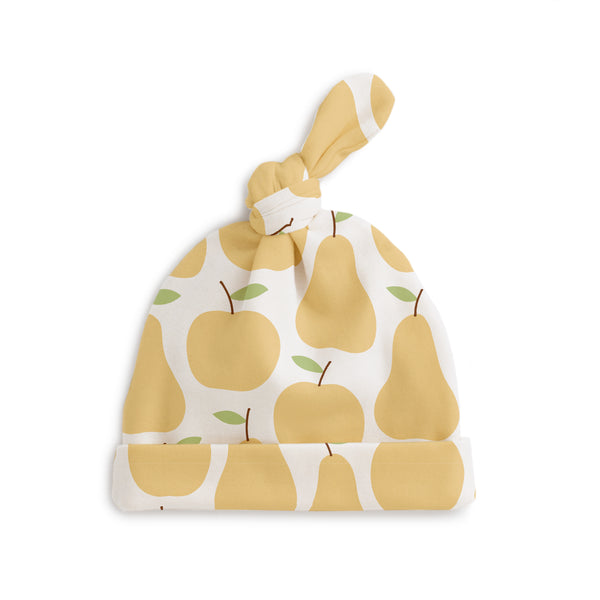 Knotted Baby Hat - Apples & Pears Yellow