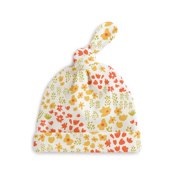 Knotted Baby Hat - Meadow Yellow, Orange & Green