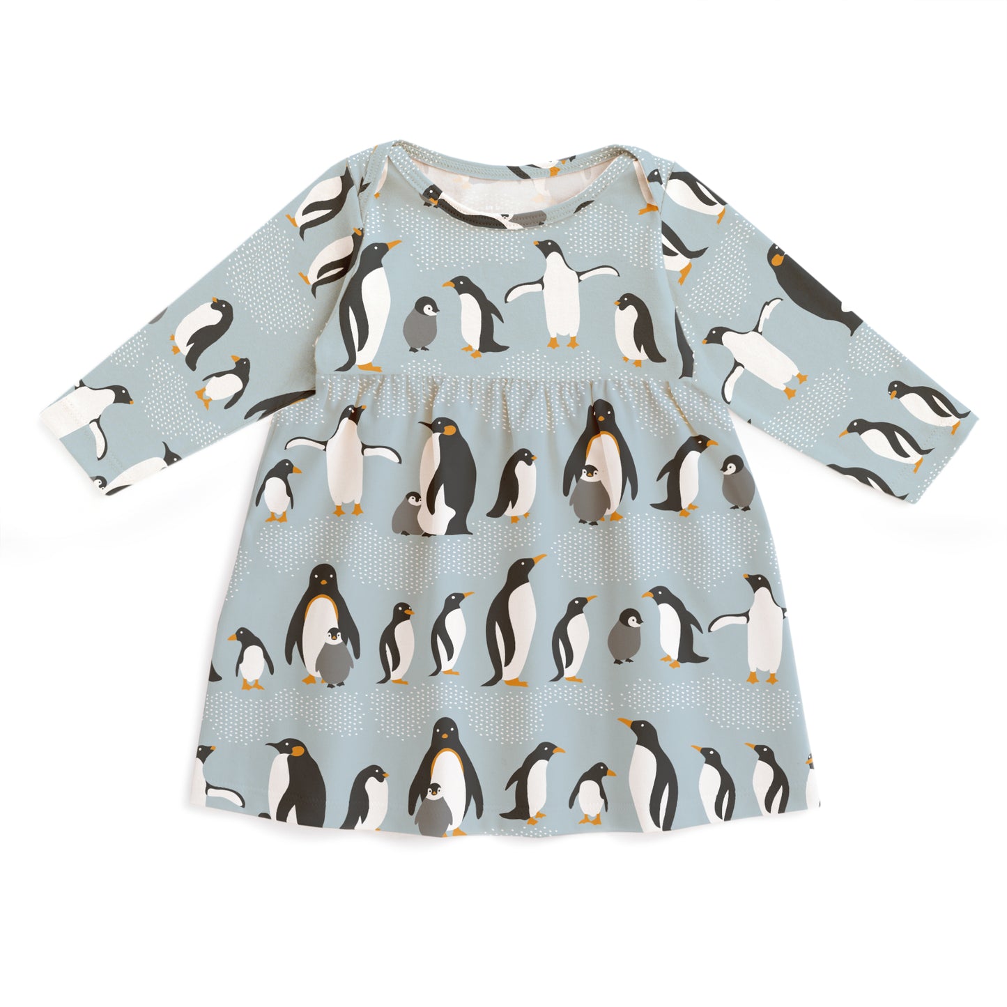 Lausanne Baby Dress - Penguins Pale Blue