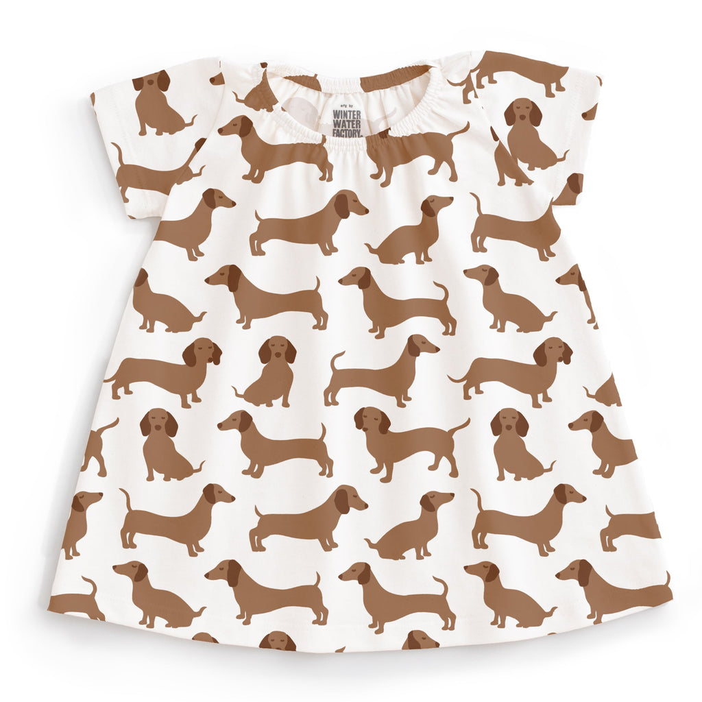 Lily Baby Dress - Dachshunds Brown