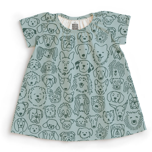 Lily Baby Dress - Dogs Pale Blue