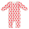 Long-Sleeve Romper - Hearts Red & Pink