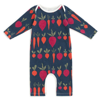 Long-Sleeve Romper - Root Vegetables Night Sky