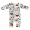 Long-Sleeve Romper - Ice Age Animals Pale Blue