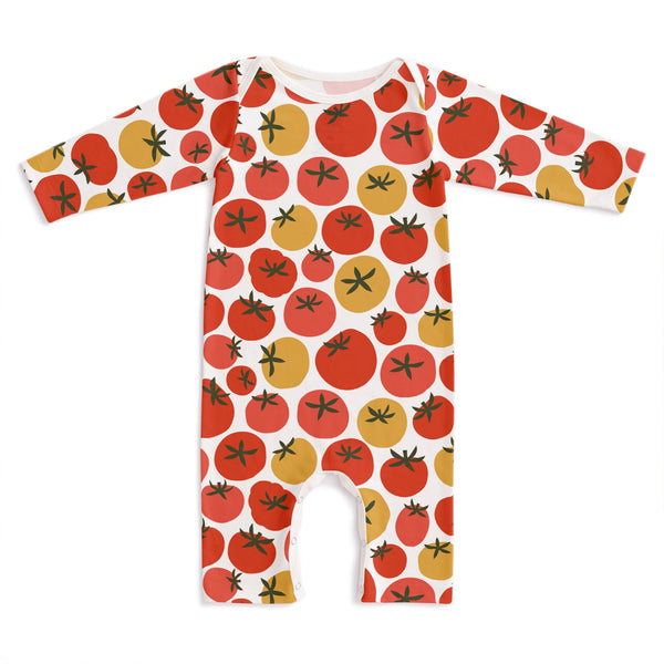 Long-Sleeve Romper - Tomatoes Red & Yellow