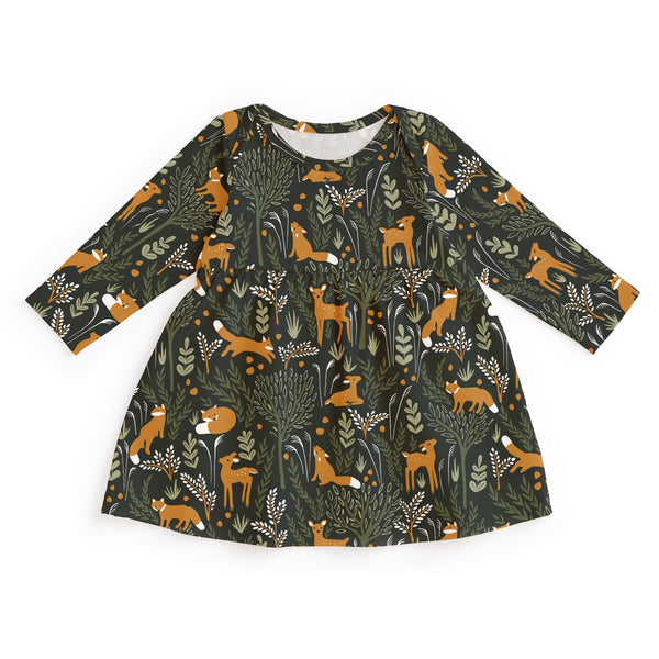 Lausanne Baby Dress - Deer & Foxes Dark Green