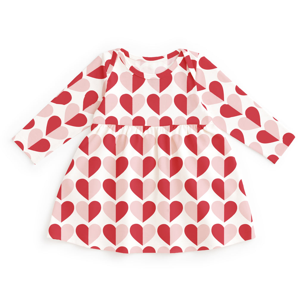 Lausanne Baby Dress - Hearts Red & Pink