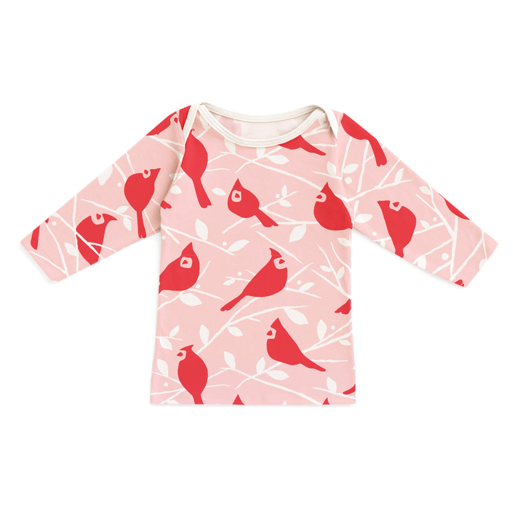 Long-Sleeve Lap Tee - Birds In the Trees Red & Pink