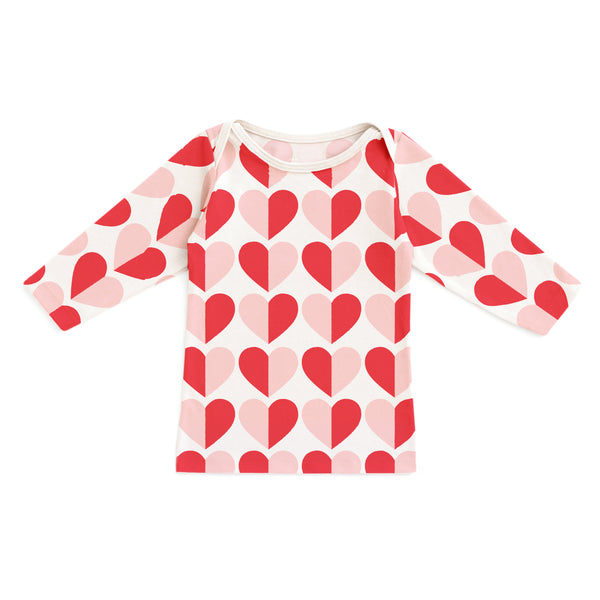 Long-Sleeve Lap Tee - Hearts Red & Pink
