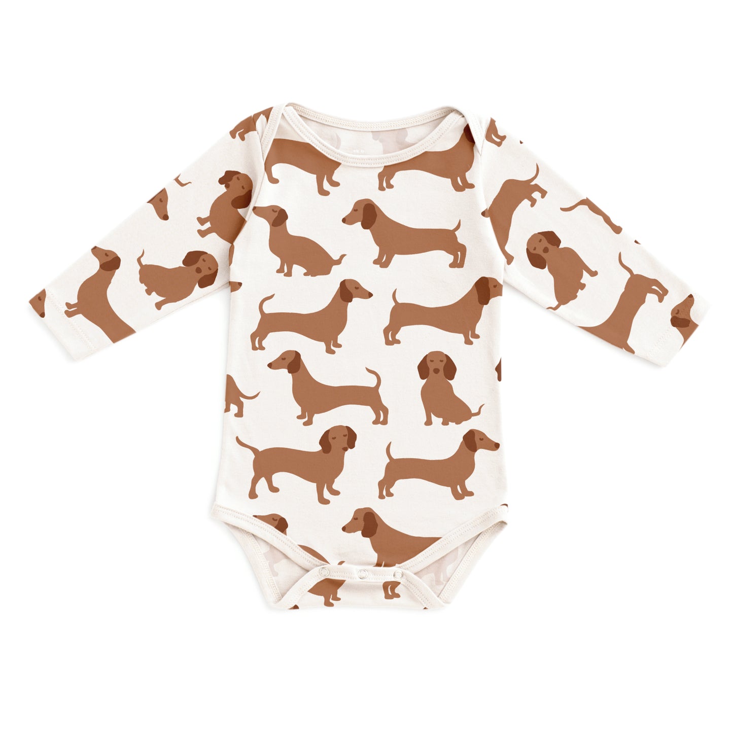 Long-Sleeve Snapsuit - Dachshunds Brown