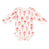 Long-Sleeve Snapsuit - Ice Cream Red & Pink