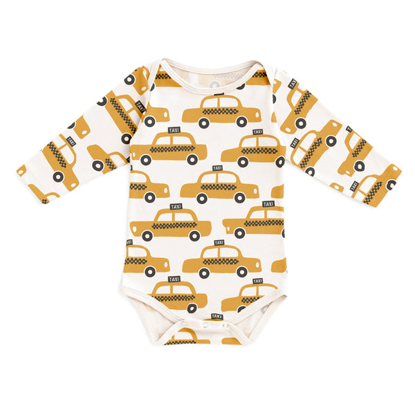 Long-Sleeve Snapsuit - Taxi Cabs Yellow