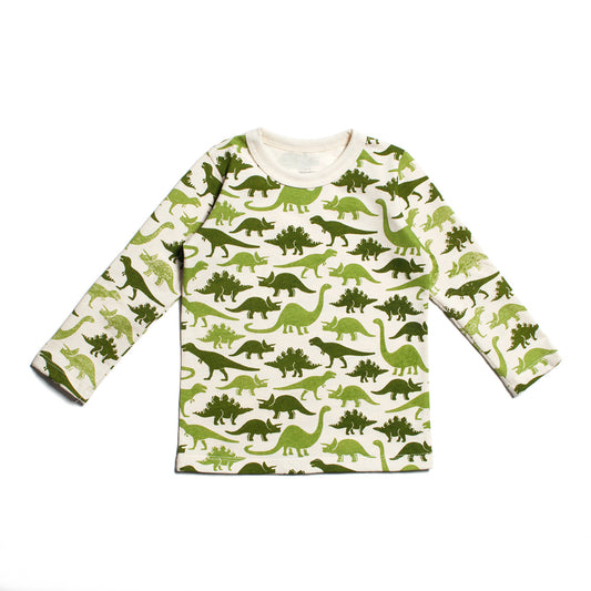 Long-Sleeve Tee - Dinosaurs Green