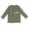 Long-Sleeve GRAPHIC Tee - Garbage Truck Forest Green