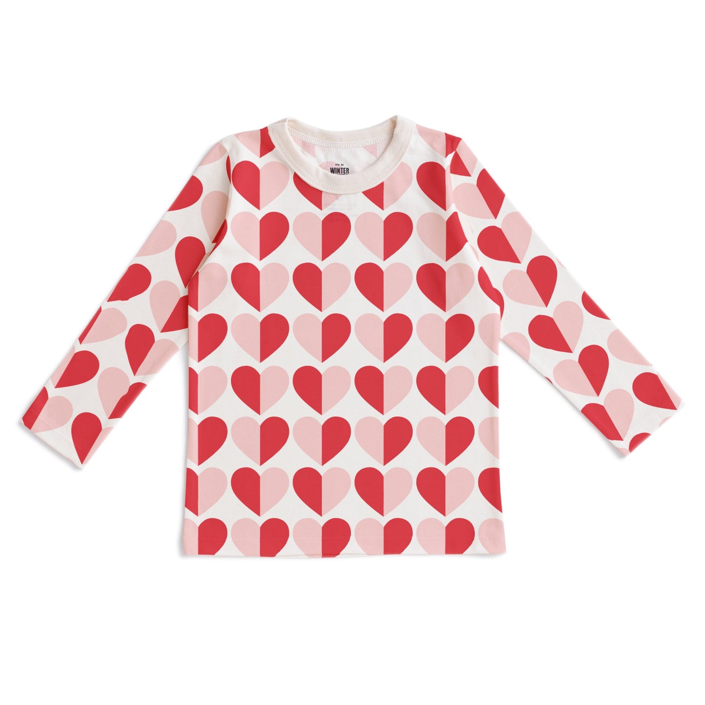 Long-Sleeve Tee - Hearts Red & Pink
