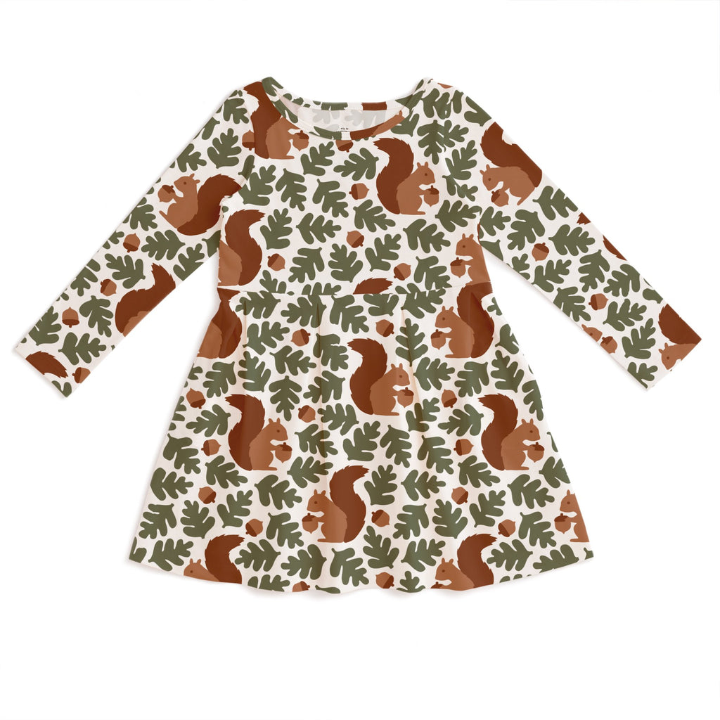 Madison Dress - Squirrels Forest Green