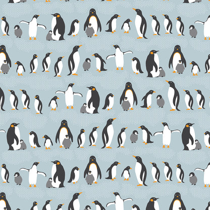 Long-Sleeve Romper - Penguins Pale Blue