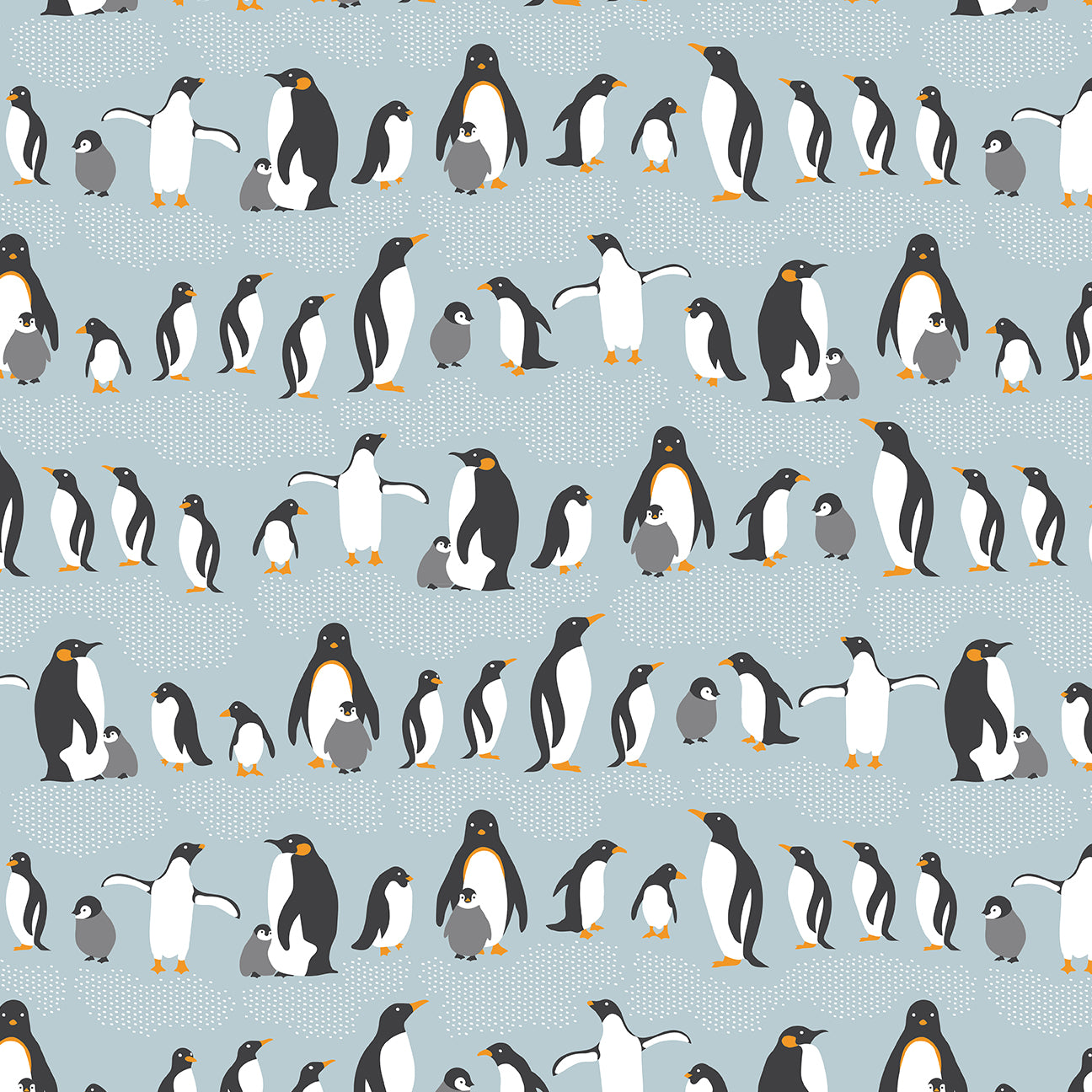 Long-Sleeve Snapsuit - Penguins Pale Blue