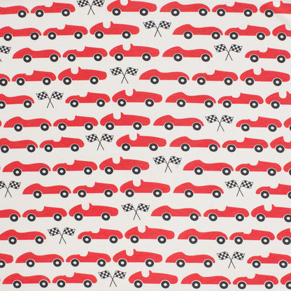 Fitted Crib Sheet - Race Cars Red