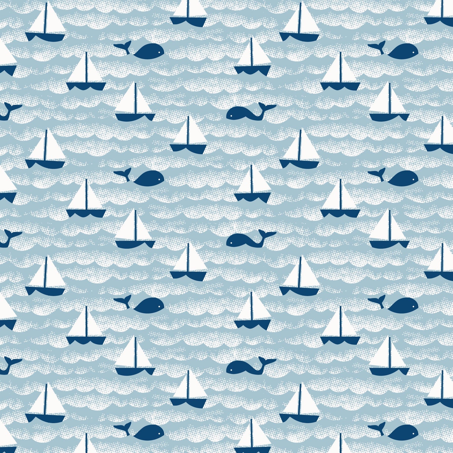 Short-Sleeve Lap Tee - Sailboats Ocean Blue & Navy