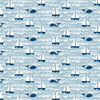 French Terry Blanket - Sailboats Ocean Blue & Navy
