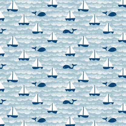 Short-Sleeve Tee - Sailboats Ocean Blue & Navy