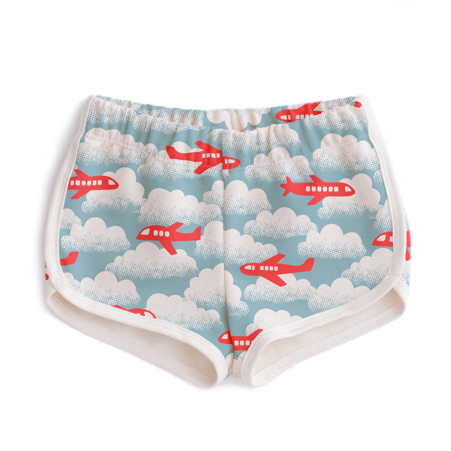 French Terry Shorts - Airplanes Red & Blue