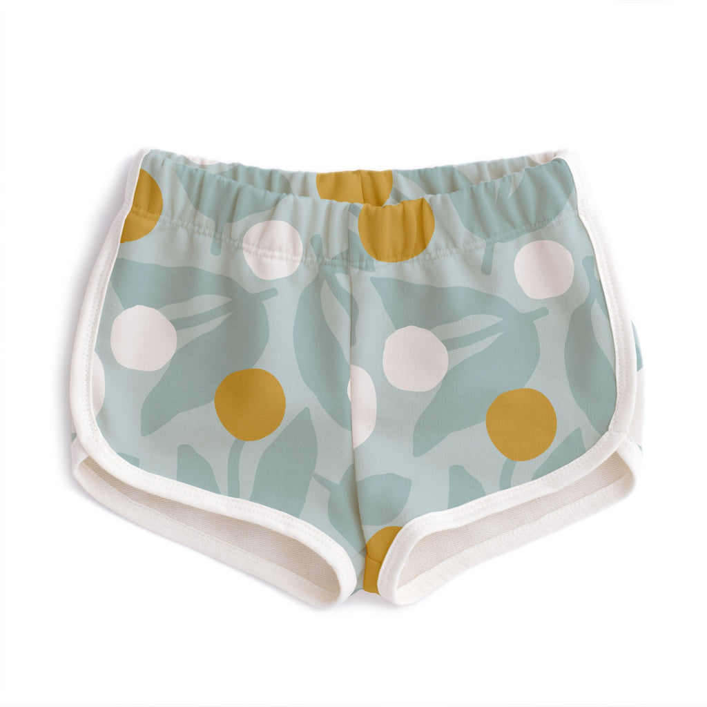 French Terry Shorts - Dahlias Pale Blue