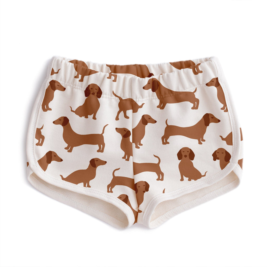 French Terry Shorts - Dachshunds Brown