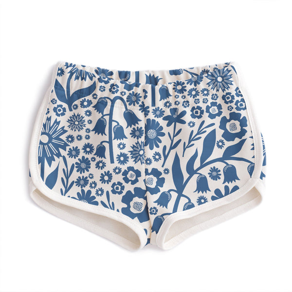 French Terry Shorts - Dutch Floral Delft Blue