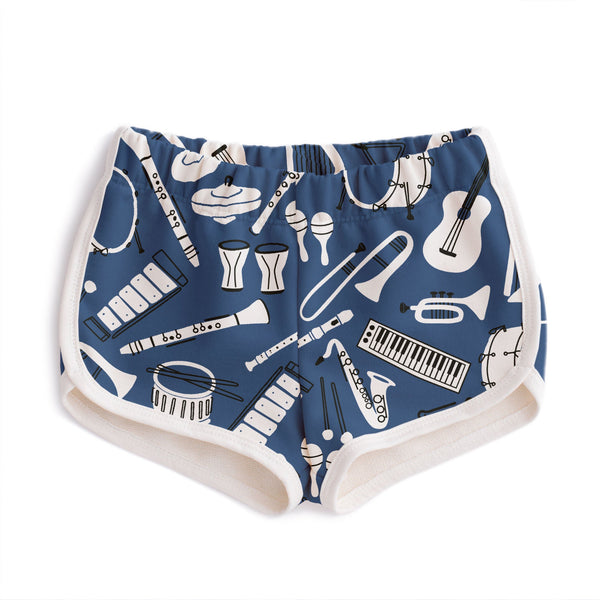 French Terry Shorts - Musical Instruments Blue