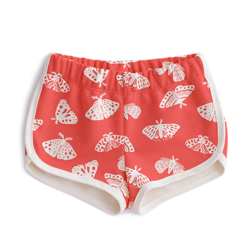 French Terry Shorts - Moths Coral