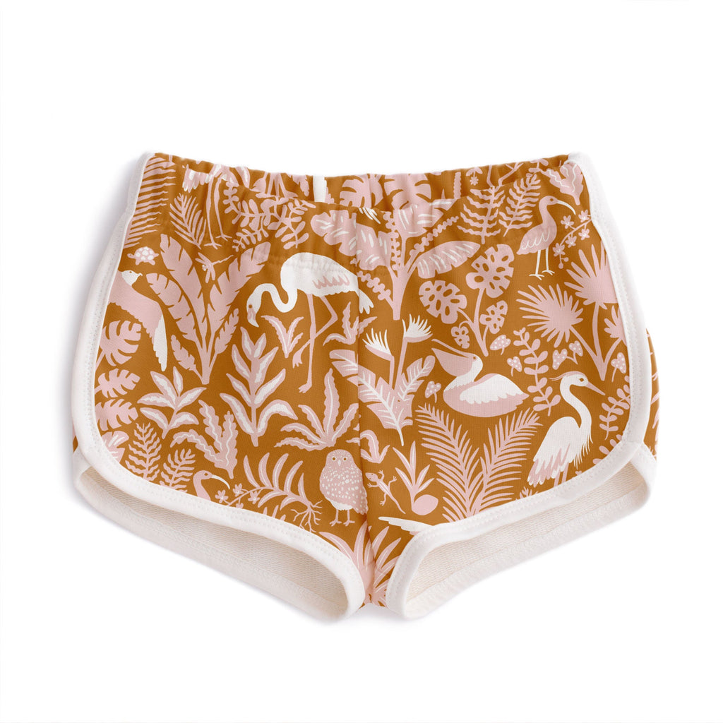 French Terry Shorts - Tropical Birds Gold
