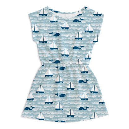 Sierra Dress - Sailboats Ocean Blue & Navy