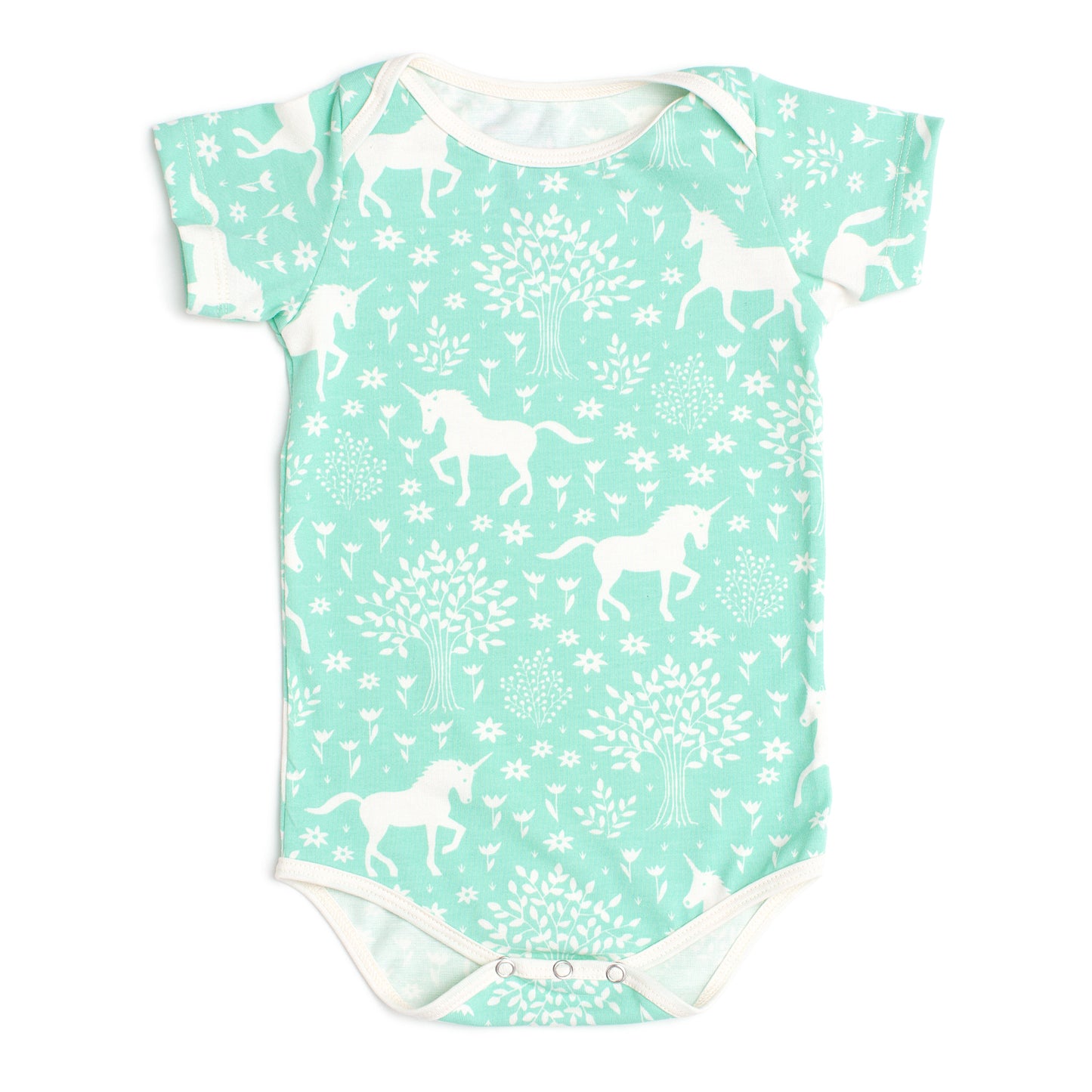 Short-Sleeve Snapsuit - Magical Forest Mint